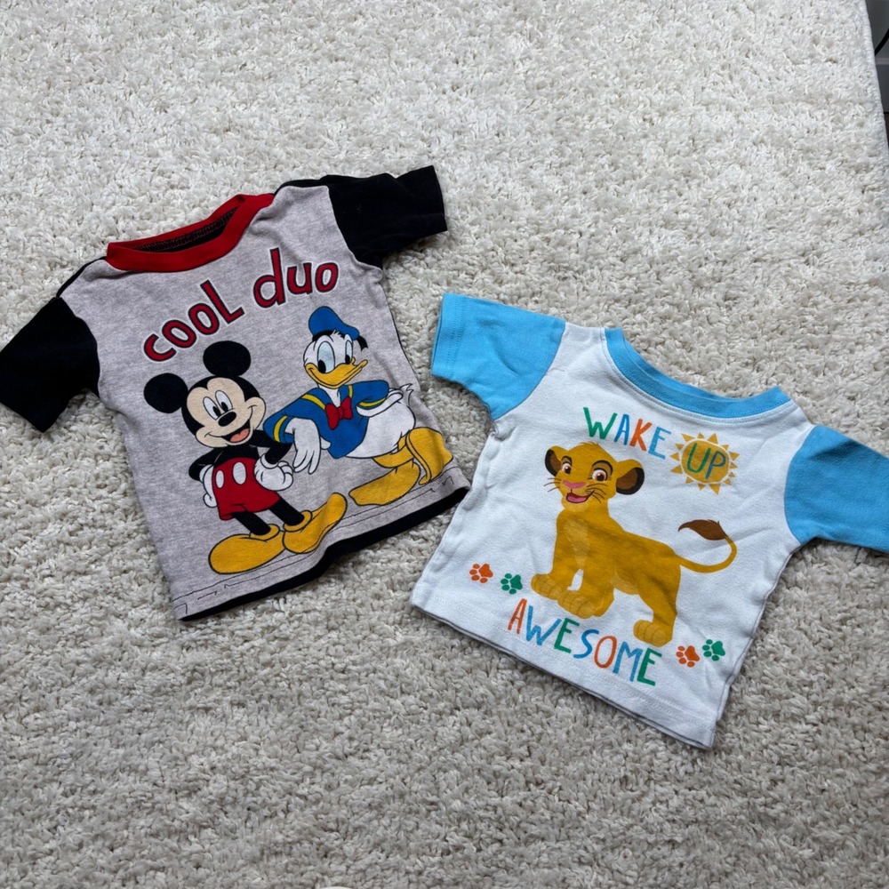 Disney Baby Mickey Donald Simba "Cool Duo" "Wake Up Awesome" T-Shirts 2T 24M